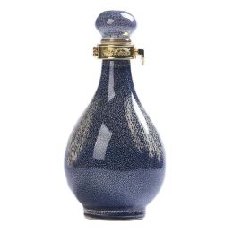 17oz Blue Wine Vase Flask Flagon Ceramic Empty Wine Jar Bottle Wine Jug Small Wine Bottle - Default