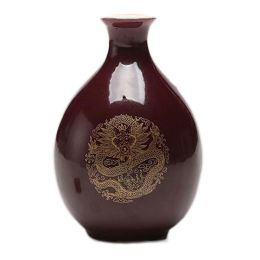 17oz Brown Ceramic Wine Jar Chinese Style Empty Wine Flask Dragon Wine Bottle Small Flagon - Default