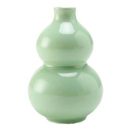 3.4oz Green Small Wine Jug Gourd Ceramic White Wine Jar Antique Style Empty Flask Flagon - Default