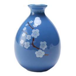 500ml Blue Ceramic Wine Jar Chinese Style Empty Wine Flask Peach Blossom Wine Bottle Small Flagon - Default