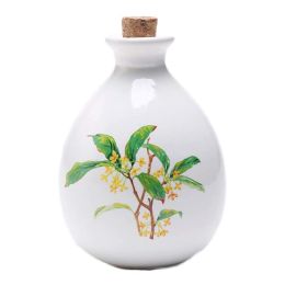 500ml White Ceramic Wine Jar Chinese Style Empty Wine Flask Osmanthus Fragrans Wine Bottle Small Flagon - Default