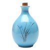 17oz Blue Ceramic Wine Jar Chinese Style Empty Wine Orchid Lotus Wine Bottle Small Flagon - Default