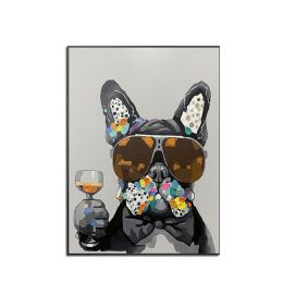 Top Selling Handmade Abstract Oil Painting  Wall Art Modern Minimalist Cute Pet Dog Picture Canvas Home Decor For Bedroom No Frame - 100x150cm