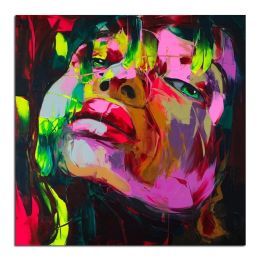 Handmade Home Decor Francoise Nielly Face Oil Painting Wall Art Picture Portrait Palette Knife Canvas Acrylic Texture Colourful No Framed - 100x100cm