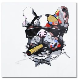 Top Selling Handmade Abstract Oil Painting Wall Art Modern Minimalist Pet Dog Canvas Home Decor For Living Room Bedroom No Frame - 120x120cm