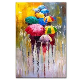 100% Hand Painted Abstract Oil Painting Wall Art Modern Figure Rain view On Canvas Home Decoration For Living Room No Frame - 100x150cm