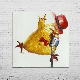 100% Hand Painted  Abstract Oil Painting Wall Art Modern Minimalist Cute Chick Picture Canvas Home Decor For Children Room No Frame - 150x150cm