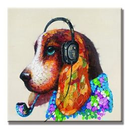 100% Hand Painted  Abstract Oil Painting Wall Art Modern Minimalist Pet Dog Fashion Picture Canvas Home Decor For Living Room No Frame - 150x150cm