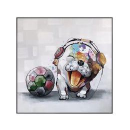 Cute Dog Baby Graffiti Oil Painting Abstract Art Animal Pet Canvas Posters Wall Pictures for Living Room Home Decoration - 60x60cm