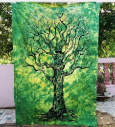 Indian Mandala Tapestry Green Blue Flower Beautiful Wall Art Tapestry 150Ã—130cm Bedspread Beach Towel Yoga Blanket Table Cloth - 200Ã—150