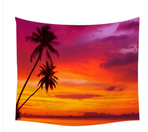 Beach coconut tree starfish shell small fishing tapestry European modern printing living room kitchen background wall blanket - 150x230cm thick