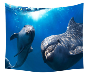 Dolphin starfish sea turtle sailing in the big ship tapestry home accessories Amazon wish hot sale background cloth - 150x230cm thick