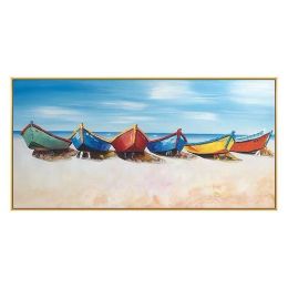 Hand Painted Boat Beach Canvas Painting Landscape Oil Painting For Living Room Salon Decoration Modern Wall Art Picture Handmade - 75x150cm