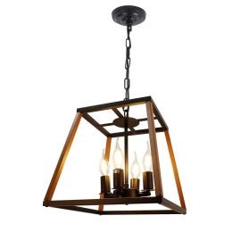 4-Light Vintage Farmhouse Metal Chandeliers Lantern Pendant Light Fixture - 1 Pack