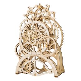 Robotime ROKR DIY 3D Wooden Puzzle Mechanical Gear Drive Pendulum Clock Assembly Model Building Kit Toys for Children LK501 - LK501 Pendulum Clock