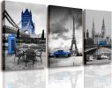 3 Panels London Blue Bus Canvas Paris Eiffel Tower Cityscape Picture Canvas Print  Bathroom Decoration Framed Artworks - 12inchx16inchx3pieces