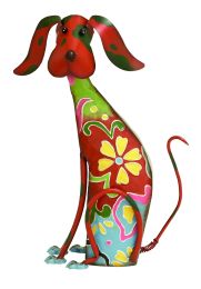 17 Inch Decorative Metal Dog Sculpture, Multicolor - BM04287