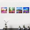 Canvas Prints Tulip Lavender Field Colorful Flowers Artworks on Canvas Landscape Painting Framed  Modern Home Decoration  - 12inchx12inchx4pcs