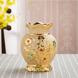 Ceramic Vase Electroplating Gold European Style Home Living Room Decoration - 3style