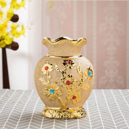 Ceramic Vase Electroplating Gold European Style Home Living Room Decoration - 3style