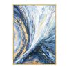 Modern Wall Art Pictures 100% hand painted Gold Foil Blue Canvas Oil Painting Wall Pictures For Living Room Decor Abstract Art No Frame - 50x70cm