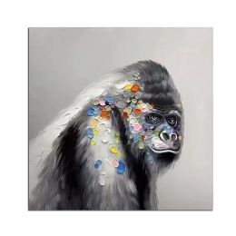100% Hand Painted Abstract Oil Painting Wall Art Modern Monkey Picture Modern On Canvas Decor For Living Room Office No Frame - 90x90cm