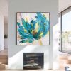 100%Hand Painted Abstract Art Blue Flower Oil Painting On Canvas Art Wall Painting For Living Room wall pictures Home Decoration - 60x60cm