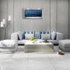 Bless This Food Quote Blue Wall Art Framed Artwork Ready to Hang for Living Room Home Decor - 20x40inchx1pcs