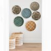 Bamboo Woven Round Basket Tray - Orange