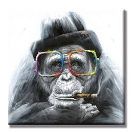 Hand Painted  Abstract Oil Painting Wall Art Modern Minimalist Gorilla Picture Canvas Home Decor For Living Room No Frame - 100x100cm