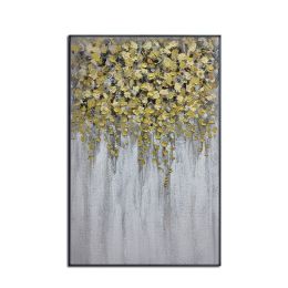 Handmade Gold Foil Abstract Oil Painting Top Selling Wall Art Modern Yellow and White Color Picture Canvas Home Decor  No Frame - 90x120cm