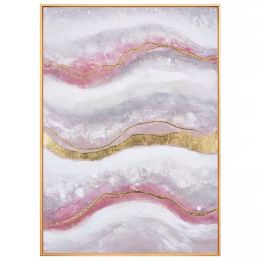 100% Handmade Gold Foil Abstract Oil Painting Wall Art Modern Minimalist Pink Marble Texture Picture Canvas Home Decor  No Frame - 150x220cm