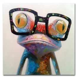 Top Selling Handmade Abstract Oil Painting Wall Art Modern Minimalist Cute Frog Picture Canvas Home Decor For Living Room Bedroom No Frame - 120x120cm