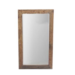 The Urban Port Natural Wood Framed Rectangular Wall Mirror, Brown - UPT-74400