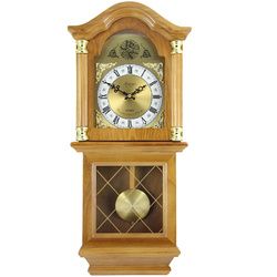 Bedford Clock Collection Classic 26 Inch Wall Clock in Golden Oak Finish - BED-7074