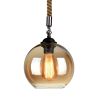 Vintage Industrial Loft Style Hemp Rope Hanging Pendant Light Ceiling Glass Lamp - 1 Pack