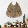 Seagrass Wall Fan Rustic Boho Woven Wall Pediment for Narrow Wall - Natural