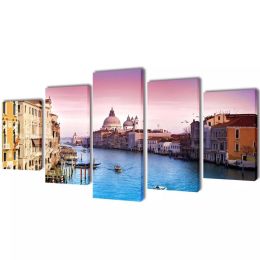 Canvas Wall Print Set Venice 79" x 39" - Multicolour