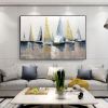 100% Hand Painted Abstract Modern Boat Pictures Art Oil Painting On Canvas Wall Art Wall Painting For Living Room Home Decoration - 100x150cm