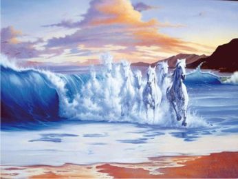 3D DIY Diamond Embroidery Painting Cross Stitch Mosaic Seaside The Horse Running In The Lake Pictures Of Rhinestone Homejoy - 45x60 Square