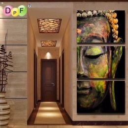 Diamond Embroidery Rhinestones Pictures Diy Diamond Painting Cross Stitch Handmade 5D Diamond Mosaic Kit Buddha triptych picture Homejoy - 30x45x3