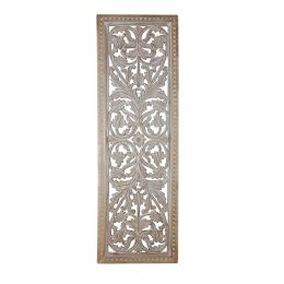 Attractive Mango Wood Wall Panel Hand Crafted With Intricate Details, White - BM01909