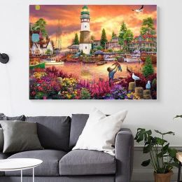 Landscape Mosaic, Resin Diamond, Crystal Diamond Painting Homejoy - Coler - 50x70cm-Round