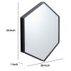 DunaWest 24 Inch Hexagon Modern Geometric Hanging Accent Wall Mirror, Metal Frame, Black - Default