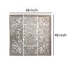 Hand Carved Panels Wooden Wall Art with Cutouts, Set of 3, Distressed White - UPT-225287