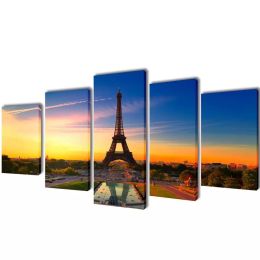 Canvas Wall Print Set Eiffel Tower 79" x 39" - Multicolour