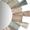 DunaWest Round Wooden Decor Wall Mirror with Triangular Plank Accent, Brown - UPT-228704
