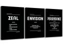 Inspirational Zeal Envision Perseverance Framed Canvas Prints Entrepreneur Positive Quotes Motivational Posters  Office Decorations - 12x16inchx3pcs