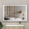 Extra Large Size 60X40 inch LED Bathroom Vanity Mirror Wall Mounted Adjustable White/Warm/Natural Lights Aluminum Frame Bathroom Wall Mirror - Silver