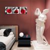 Black and Red Wall Art Red Rose Canvas Prints for Living Room Flower Paintings for Home Bedroom Bathrooms Decor Large - 16inchesx16inchesx3pcs